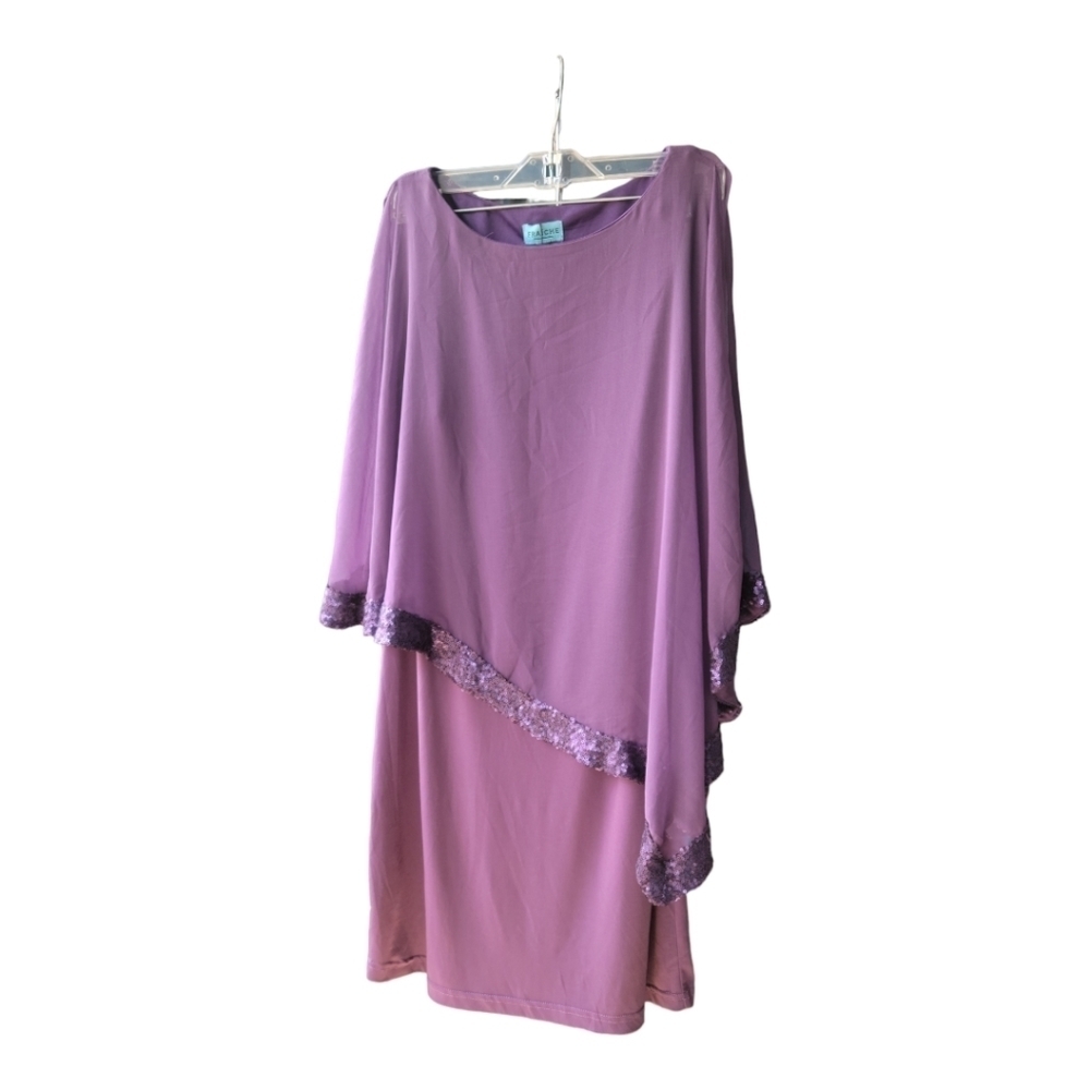 NWT Fraiche purple  lilac Mother-of-the-Bride Dress with attached shawl Large